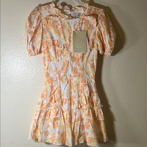 Sabo Skirt Orange and White Floral Mini Dress size XS